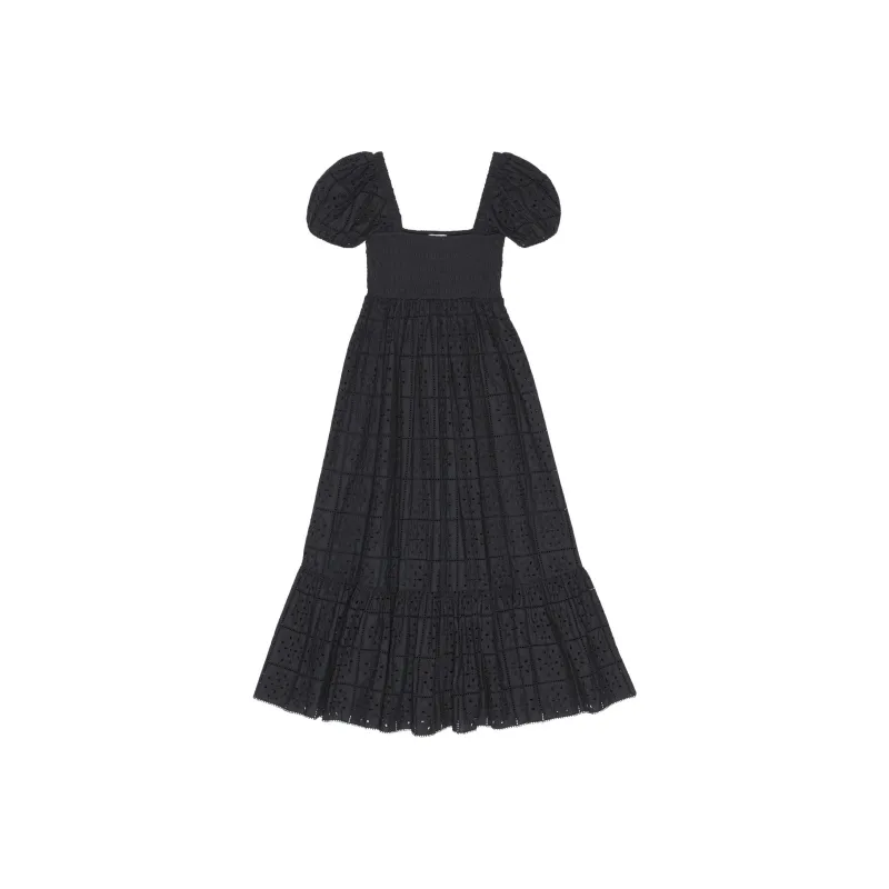 GANNI Broderie Anglaise Puff-Sleeved Maxi Dress-0