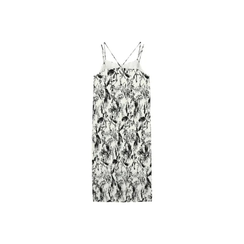 3COLOUR Slip Dress Women's Black White Floral-1