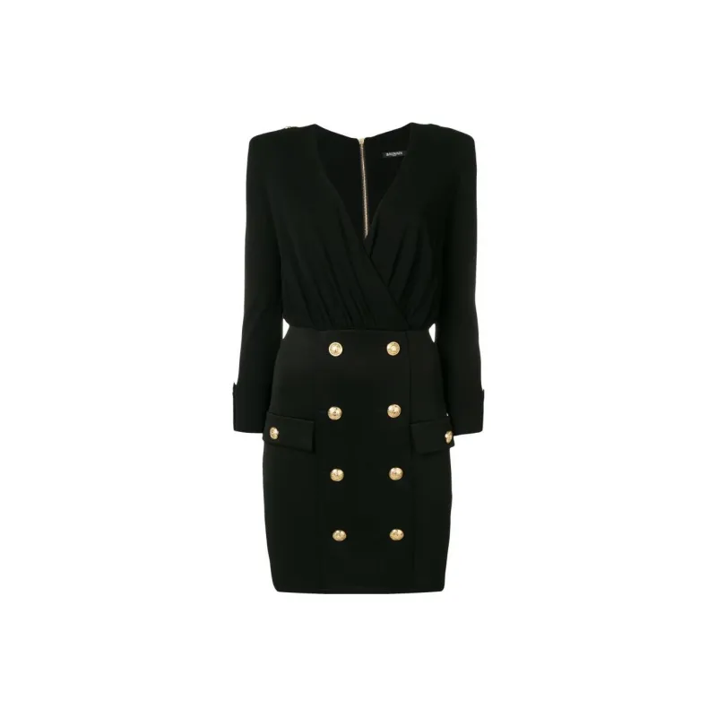 BALMAIN Short Sleeved Dresses Women's Black-0