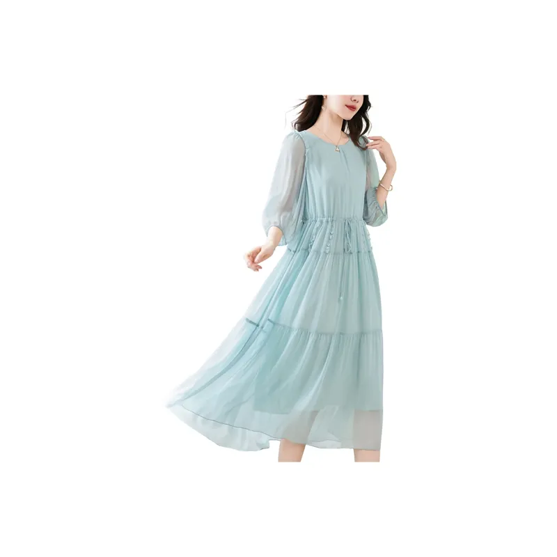 To The West Long Sleeved Dresses Women's Haze Blue-0