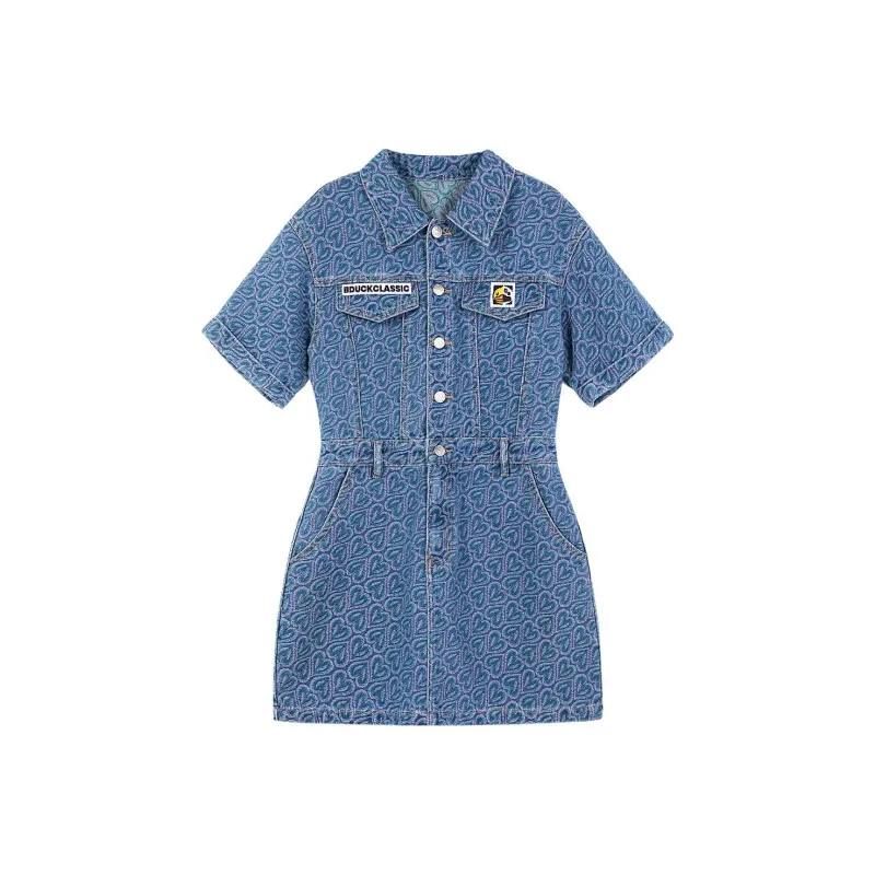 B.Duck Short Sleeved Dresses Women's Denim Blue-0