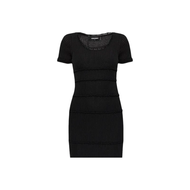 DSQUARED 2 Short Sleeved Midi Ribbed Dress-4