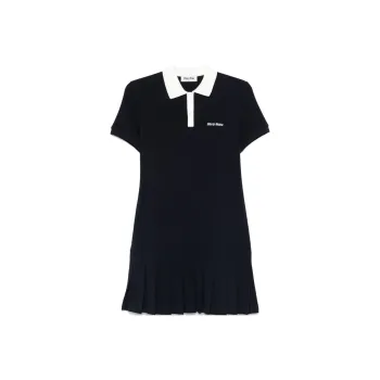 MIU MIU Logo Embroidered Short Sleeved Mini Polo Dress