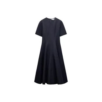 ZARA ZW Series Short-Sleeved Dresses Women's Marine Blue