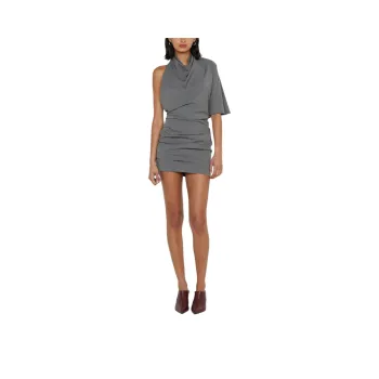 BEC+BRIDGE SANJA ASYM MINI DRESS Short-Sleeved Dresses Women's ELEPHANT GREY/Elephant Gray