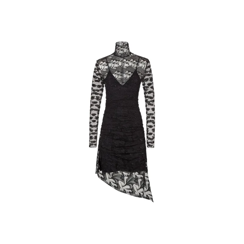 FENDI SS22 Long-Sleeved Dresses Women's Black-0