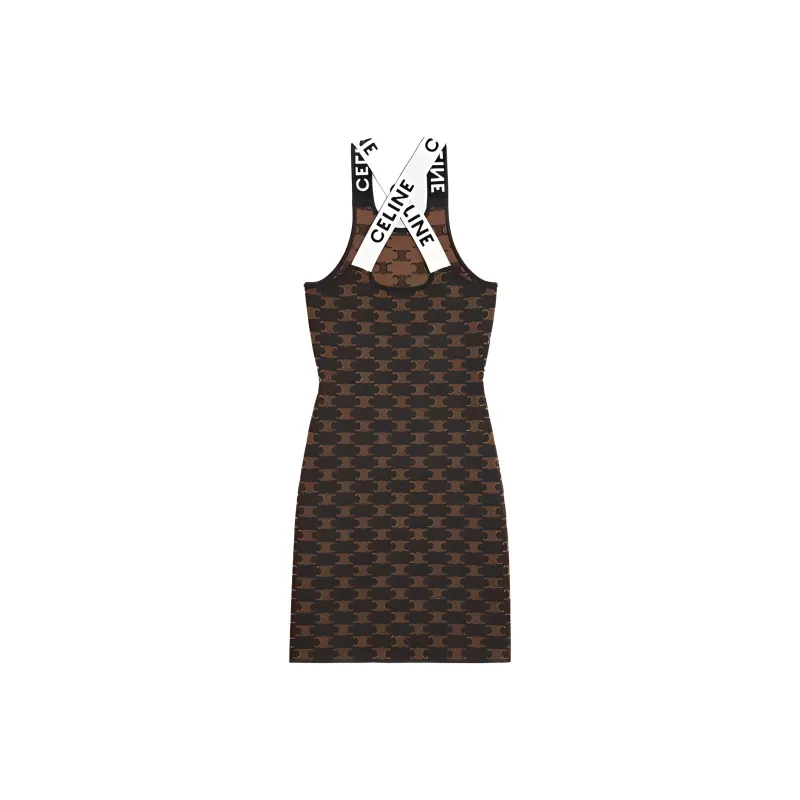 CELINE FW22 Sleeveless Dress Women's Brown-0
