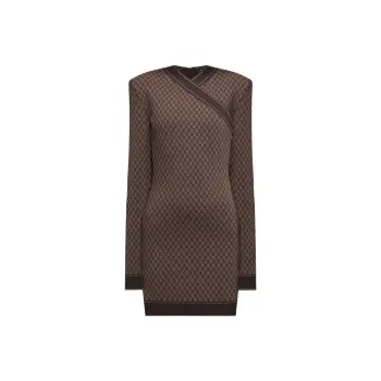 BALMAIN Long Sleeved Dress Women's Brown