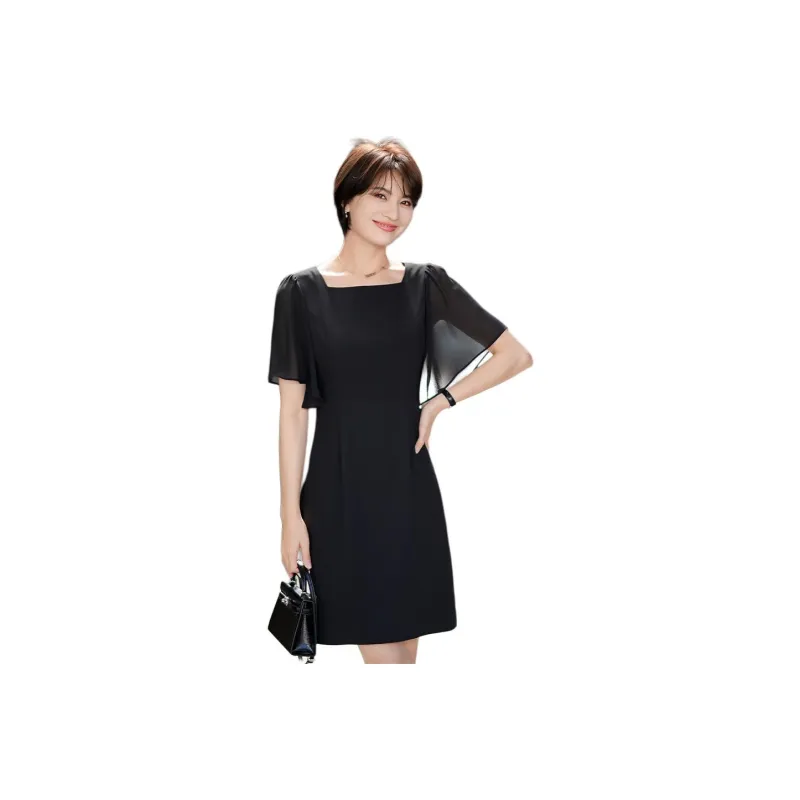 ONE SHALLOW Short Sleeved Dresses Women's Black-0
