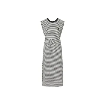 MOCO Short Sleeved Dress Women's White Black Stripes