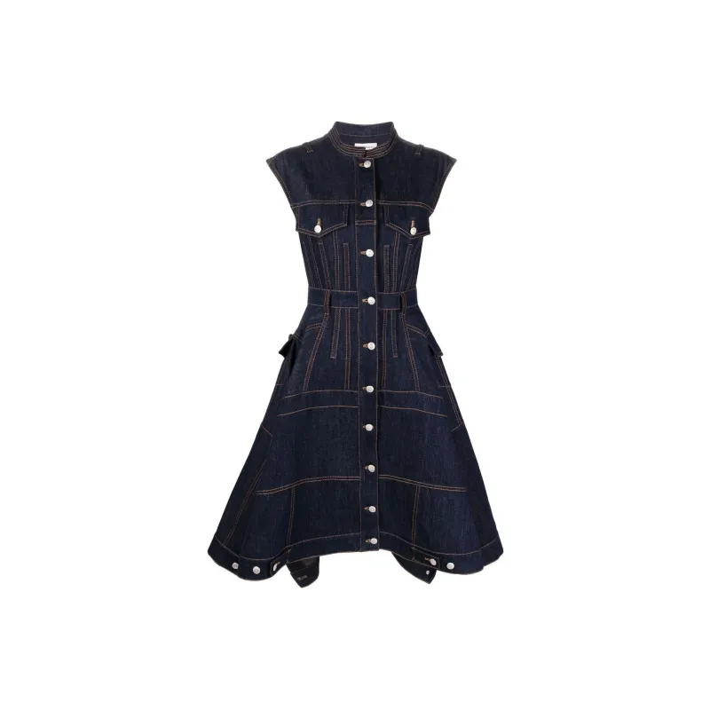 Alexander McQueen Sleeveless Dresses Women's Blue-0