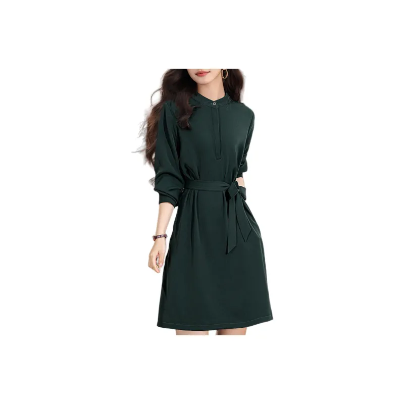 Wbwq Long Sleeved Dresses Women's Coffee-1