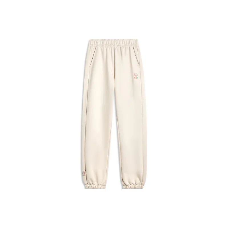 LiNing Sports Life Collection Knitted Sports Pants Women's Swan White-0