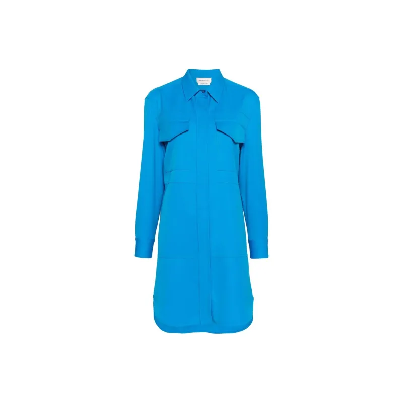 Alexander McQueen Long-Sleeved Dresses Women's Sky Blue-0
