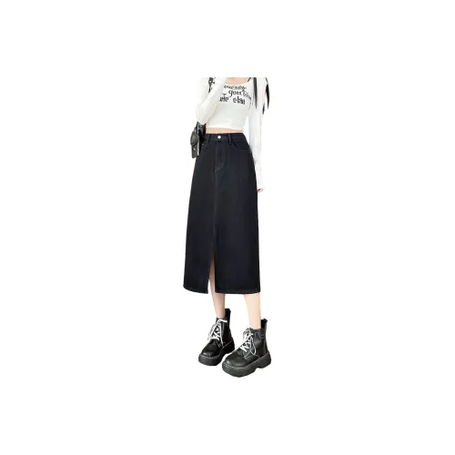 Concubine Zhu Denim Long Skirt Women's Black