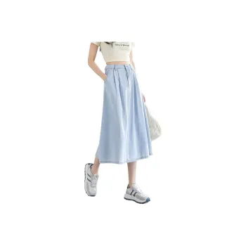 【dme】 Denim Long Skirt Women's Light Blue