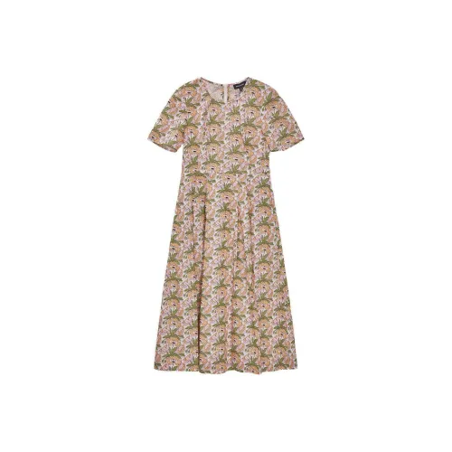 Insect Short-Sleeved Dresses Women's Orange Green