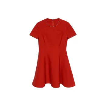 Valentino Short Sleeved Dresses Women's Red