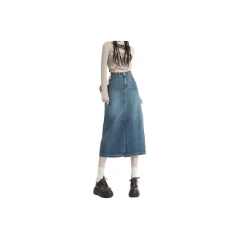 FOREVER 21 Denim Long Skirt Women's Vintage Blue