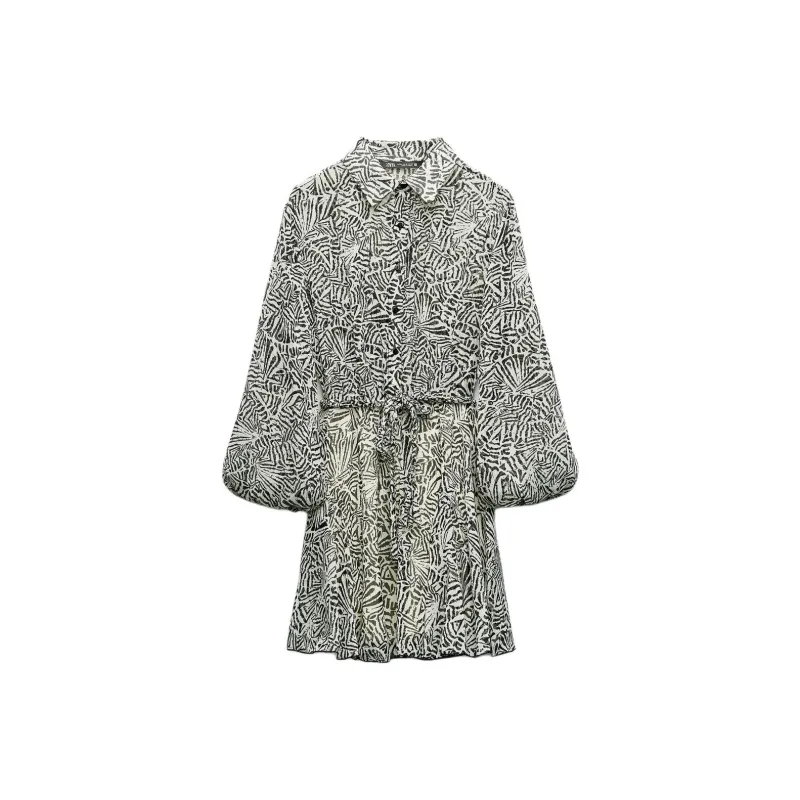 ZARA Long-Sleeved Dresses Women's Black/Nude-0