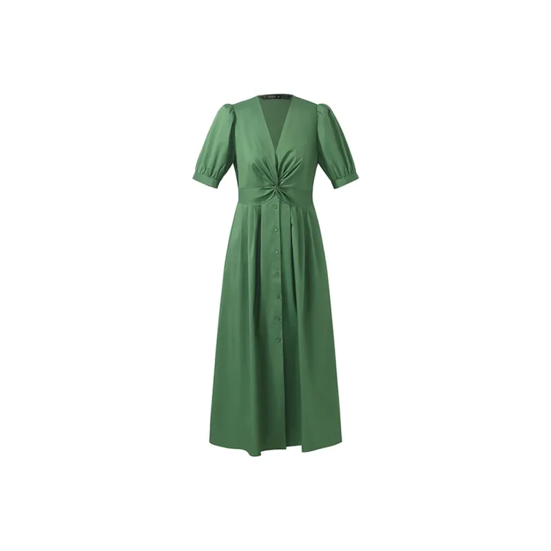 GOELIA Short Sleeved Dress Women's Forest Green-0
