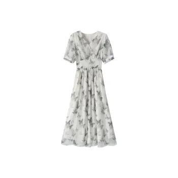 FAIRWHALE Short Sleeved Dresses Women's Ink Wash Gray