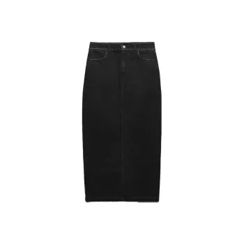 ZARA Denim Long Skirts Women's Black