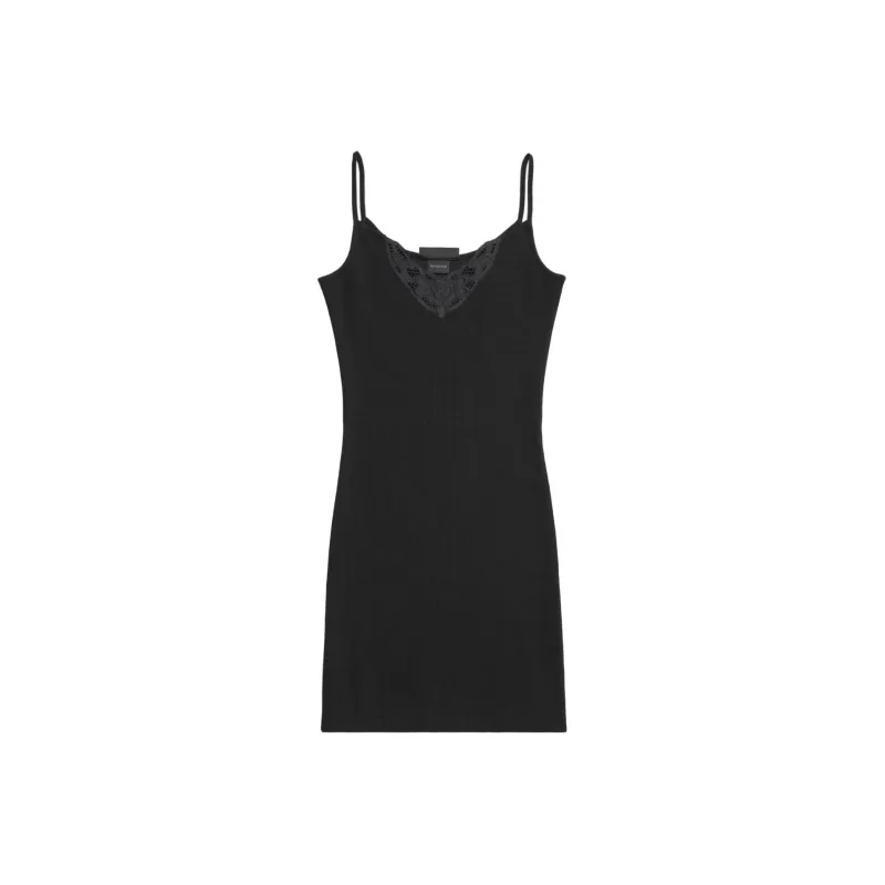 Balenciaga Lace trim Ribbed Minidress-0