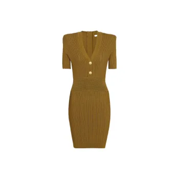 BALMAIN Short-Sleeved Dresses Women's Khaki