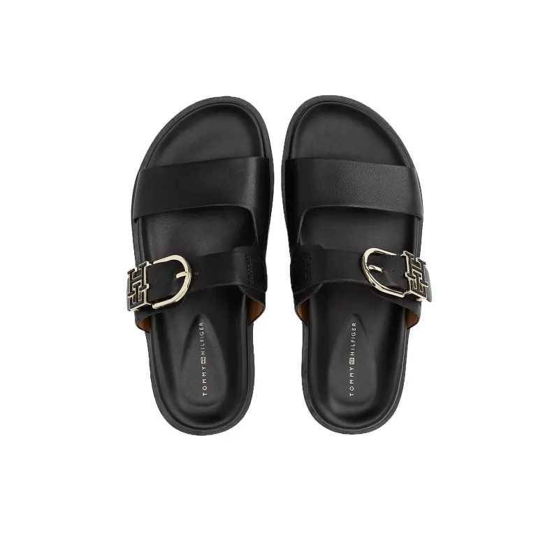 Tommy Hilfiger TH Monogram Slide Slippers Women's Black-3
