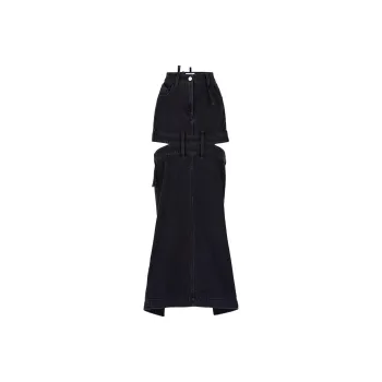 The Attico Cut-Out Mid-Rise Denim Skirt