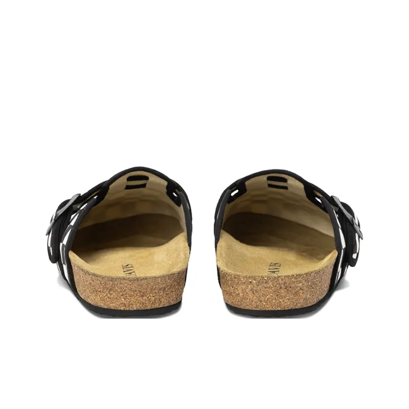 HART DAVIS Cork Sole Abrasion Resistant Slip Resistant Closed Toe Slippers Unisex Black White-3