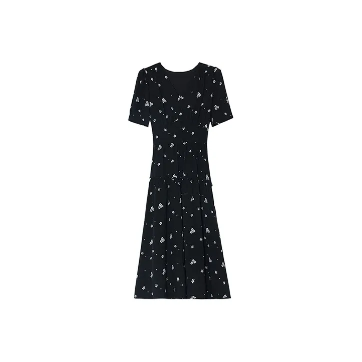 HUASJ Short Sleeved Dresses Women's Black-0