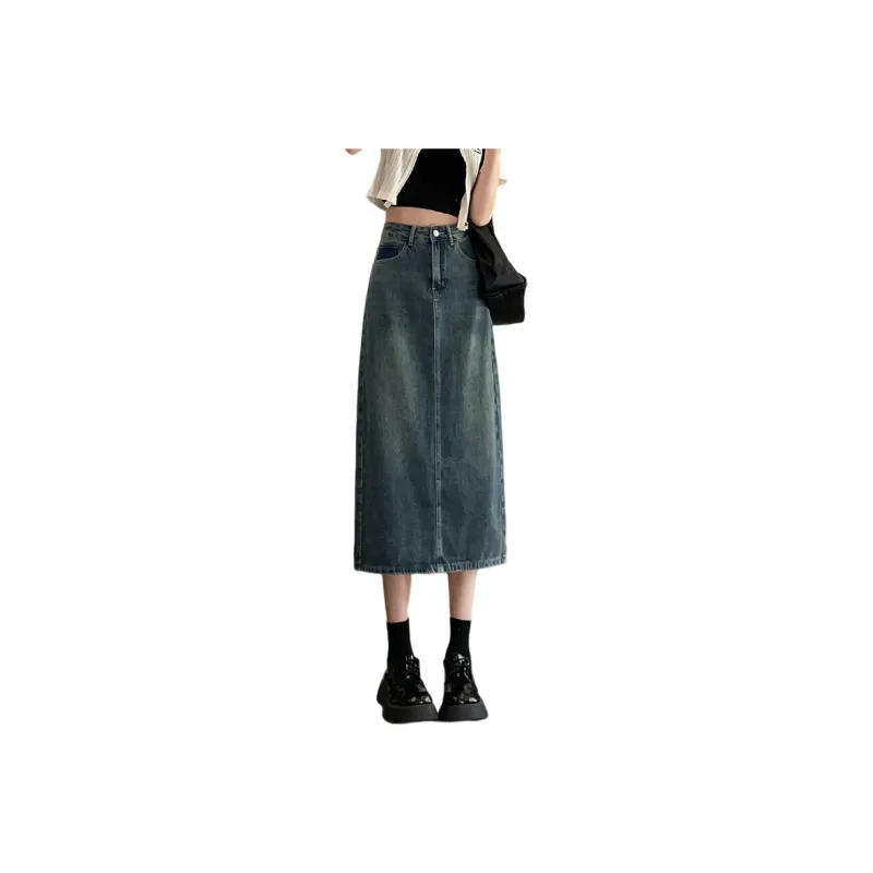 Jean West Denim Long Skirts Women's Blue-0