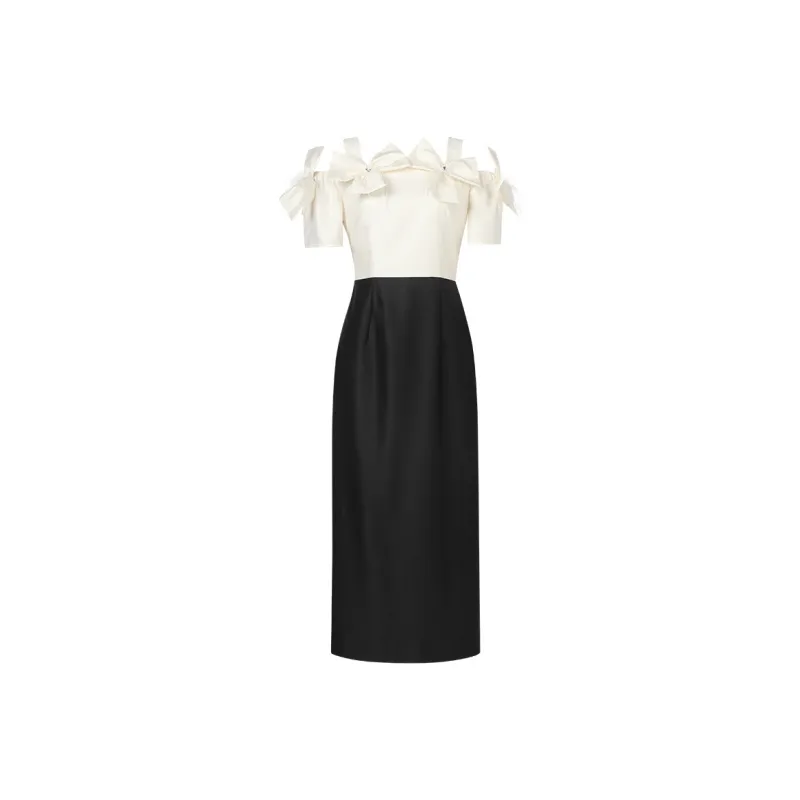 Duffy Fashion SS24 Short Sleeved Dresses Women's Apricot White+Black-0