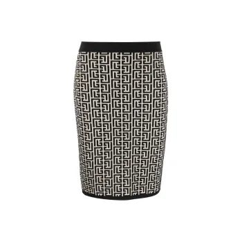 BALMAIN Monogram Zip Up Mini Skirt