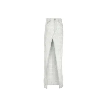 FENDI SS23 Denim Long Skirts Women's White