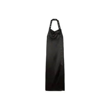 OFF-WHITE Belt-detail Satin Maxi Dress
