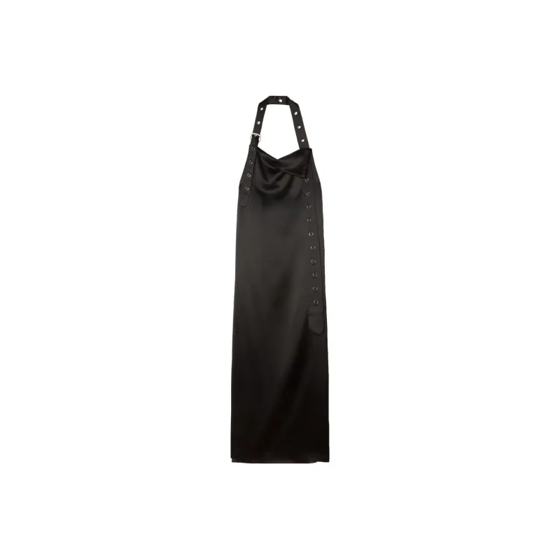 OFF-WHITE Belt-detail Satin Maxi Dress-0