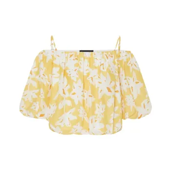 MOCO Puff Sleeve T Shirt Women's Floral Yellow