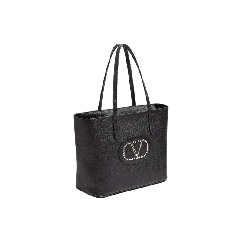 Valentino Grain Calfskin Tote Bag, Shopping Bag, Shoulder Bag Women's Black-1