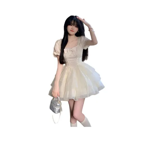 COSYISM Short Sleeved Dresses Women's White