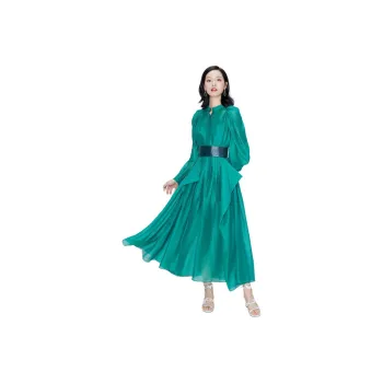 BBLLUUEE Long Sleeved Dresses Women's Turquoise Green