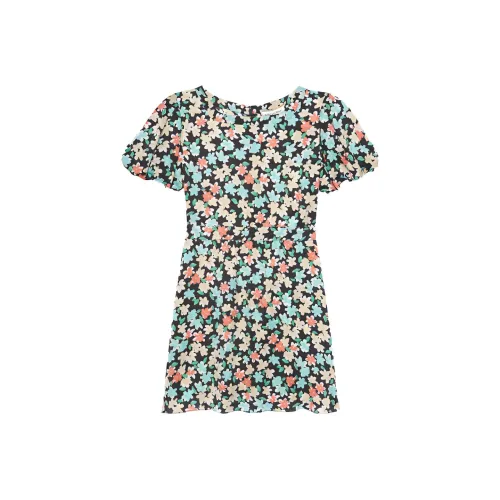 SAINT LAURENT Short Sleeved Dresses Women's Colorful Black