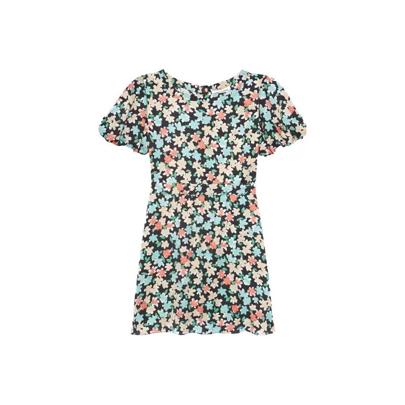 SAINT LAURENT Short Sleeved Dresses Women's Colorful Black-0
