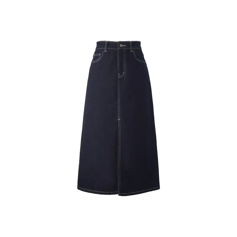 HLA Denim Long Skirts Women's Denim Blue Transition Color-0