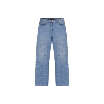 VERSACE Logo Patch Cut Out Jeans