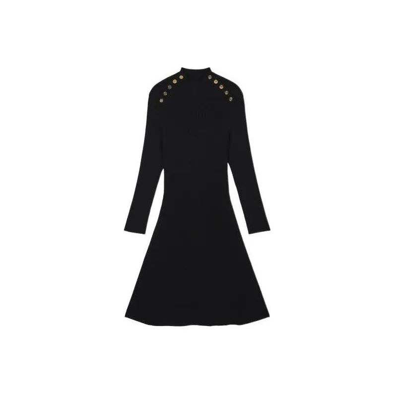 Maje Long Sleeved Dresses Women's Black-0