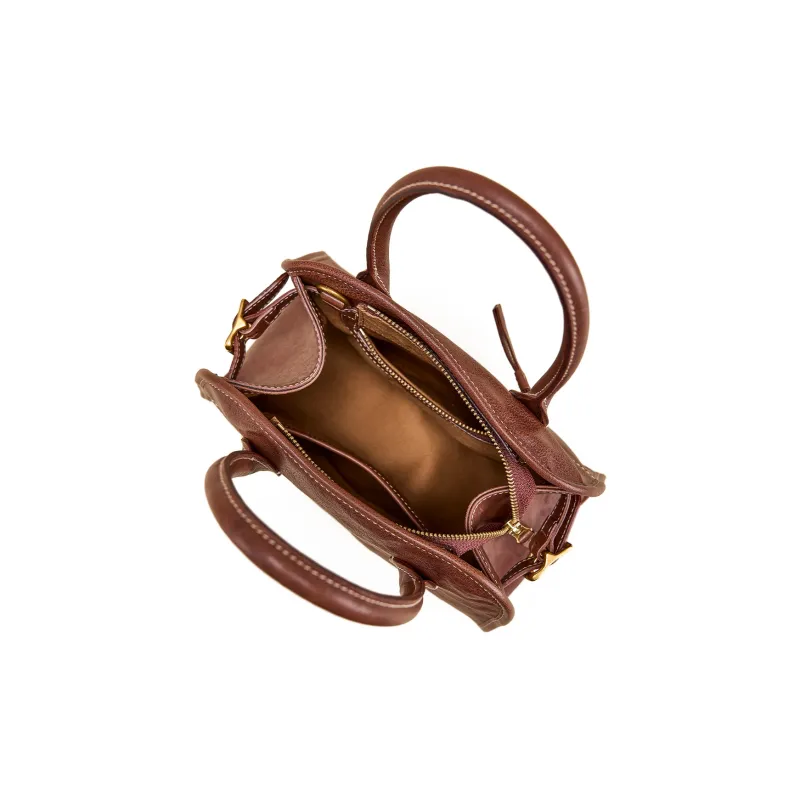 KAISER Top Grain Vegetable Tanned Cow Leather One Shoulder Handbag Women's Sunset Yellow/Cognac/Black-4