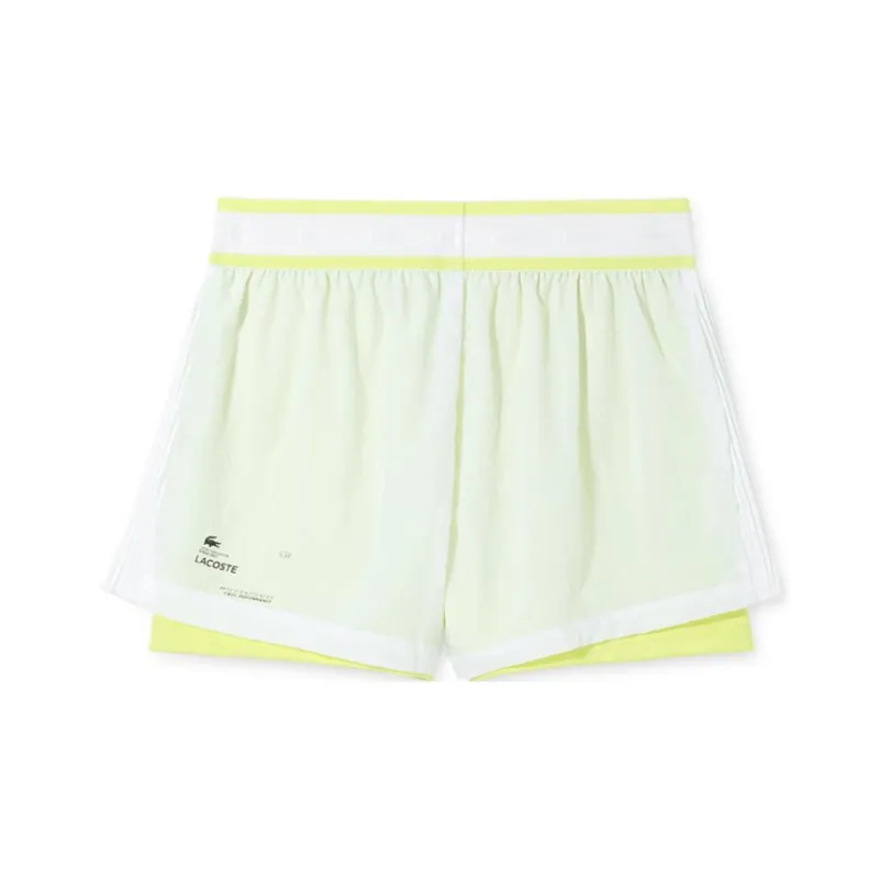 LACOSTE Casual Shorts Women's Yellow White Multicolor-0